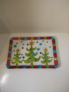 Lori Siebert Albero di Natale 12"X 8" Vassoio Vetro Silverstri Fusion Decorazione Colorata - Foto 1 di 7