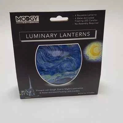 Modgy Vincent Van Gogh Starry Night 4 Reusable Lanterns Luminary Lantern New - Image 1 of 3