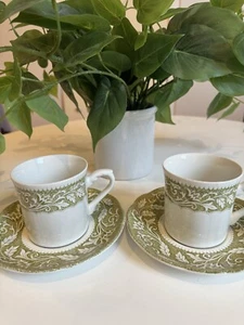 J & G Meakin ENGLAND Cup And Plate Green Set Of 4 Mint STERLING - Picture 1 of 6
