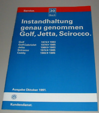 Werkstatthandbuch VW Golf I + Cabrio Jetta Scirocco I Caddy Instandhaltung 1991