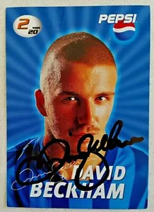Tarjeta coleccionable Pepsi firmada por David Beckham - RARA - Imagen 1 de 3