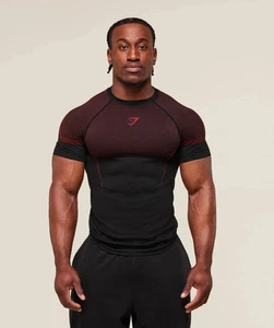 Gymshark Onyx 5.0 Seamless T-Shirt - Black/Carmine Red Größe L |  NEU & OVP - Bild 1 von 1