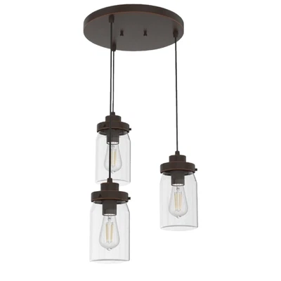 Hunter Devon Park 15" 3 Luces Racimo Colgante Rústico Iluminación Interior Ónix Bengala Foto 1 de 4