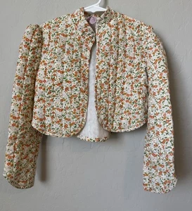 Vtg Cottagecore Youth Quilt Jacket Floral Yellow White Prairie FP Inspired - Picture 1 of 9