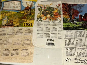 Vintage 80er Jahre Leinen Kalender Geschirrtücher 3 Stück - Bild 1 von 4