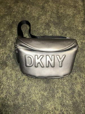 DKNY  Tilly Signature Embossed Gun Smoke Logo Belt Zip Along Fanny Pack - Image 1 of 4