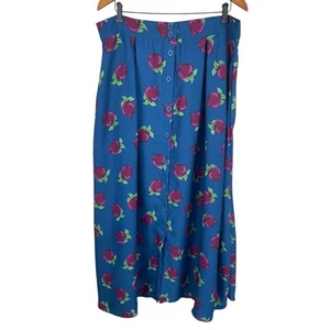 ModCloth Pinafore Perfection Maxi Skirt Beet Print Retro Size XL - Picture 1 of 11