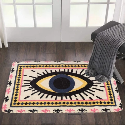 Evil Eye Area Rugs 2’X3’ Non-Slip Tribal Style Small Throw Rugs Super Soft Velve - Image 1 of 4