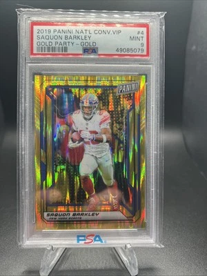 2019 Panini National Convention Saquon Barkley VIP Party Gold #/10 PSA 9 POP 2 - Image 1 of 3