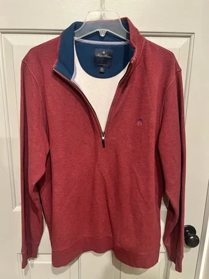 Suéter Pullover Rojo Brooks Brothers Para Hombre 1/4 Cremallera XL Foto 1 de 4