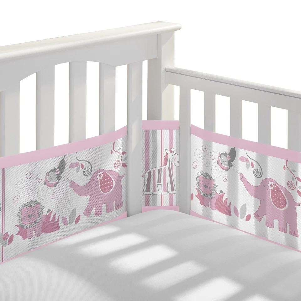 Breathable Mesh Liner for Full-Size Cribs, Classic 3mm Mesh, Safari Fun Girl ... - Image 1 of 4