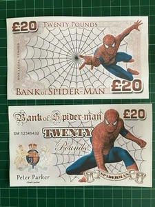 Spider-Man Novelty Gift Play Money Bank Notes £20 Peter Parker Birthday Printed - Picture 1 of 2