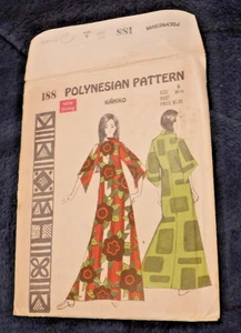 Polynesisches Muster #188 Kahiko Größe 8 Misses Kahiko Muumu Hawaii KLEID - Bild 1 von 3