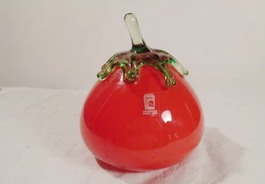 Pisapapeles pieza de arte decorativo de tomate de vidrio artístico sueco con etiqueta Johansfors - Imagen 1 de 5