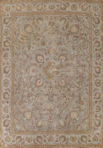 Distressed Traditional Floral Area Rug 10x13 Hand-knotted Wool Vintage Carpet - Picture 1 of 23