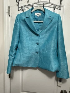 Le Suit Damen Blazer Jacke Aqua Blau Metallic Damengröße 8 Preppy Neu mit Etikett Kirche - Bild 1 von 16