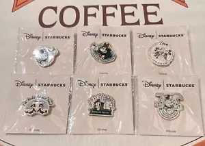 Starbucks Pin Singapore x Disney Enamel Asia Exclusive Complete Coffee 6 Pin Set - Picture 1 of 9