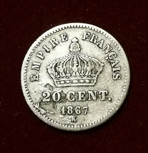 PEU COURANTE **** 20 centimes Napoleon III 1867 K **** 90K mint - Imagen 1 de 2