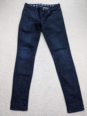 Jeans Harlan feminino costurado mais sincera 28 6 azul cigarro cintura baixa EUA denim cru escuro - Imagem 1 de 4