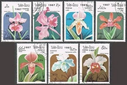 Laos 796-796F,CTO.Michel 1018-1024. Orchids 1987. - Image 1 of 1
