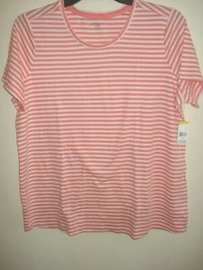 Camisa Damas Plus Melocotón Rayas Talla 1X Laura Scott Nueva Con Etiquetas - Imagen 1 de 3