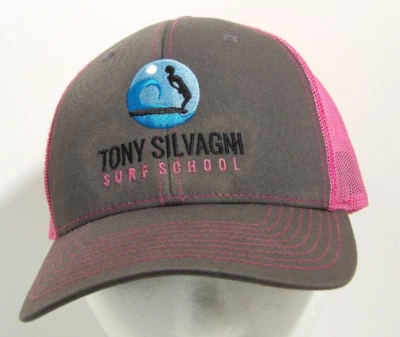 Tony Silvagni Escuela de Surf Snapback Sombrero Rosa Gris Ajustable Camionero Malla Gorra Foto 1 de 4