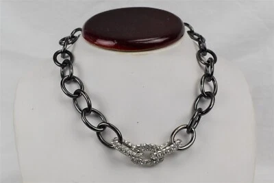 Collar Kenneth J Lane Cristal Gunmetal Pavé Grueso Estrás KJL Foto 1 de 4