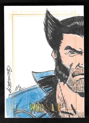2008 Rittenhouse Archives Marvel Sketch Card Wolverine SketchaFEX Hand Drawn - Image 1 of 2