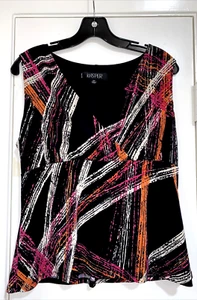 Kasper Women's Multicolor Size 12 Petite Sleeveless Stretch Lined Blouse - Picture 1 of 4