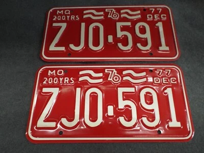 Nuevo de Lote Antiguo 1977 Missouri matrículas ZJO-591 Ford Chevrolet Dodge AMC Pontiac Buick Foto 1 de 4