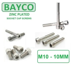 10MM SOCKET CAP ZINC PLATED ALLEN HEAD SCREW BOLT LENGTHS FROM 16MM TO 150MM BZP - Picture 1 of 4