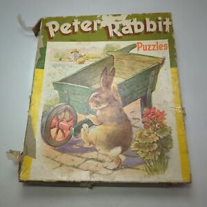 6 Pc Vintage Peter Rabbit Cardboard Jig Saw Puzzles 1950s Easter Bunny Kids Roo