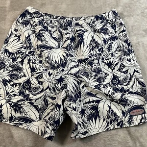 Bañador para hombre Vineyard Vines azul blanco forrado hawaiano floral palmeras - Imagen 1 de 8
