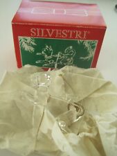 Silvestri Clear Cat W/ Fish Ornament Clear Crystal W/ Box