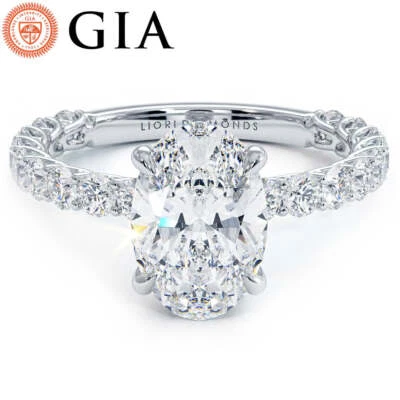 Oval Cut 3.05ctw GIA Certified Lab Grown Diamond Engagement Ring 14k Gold - Image 1 of 4