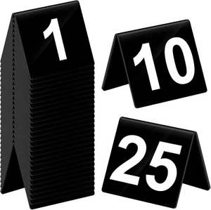 Table Numbers Black Acrylic Double Side Numbered Table Tents Restaurant Wedding - Picture 1 of 6