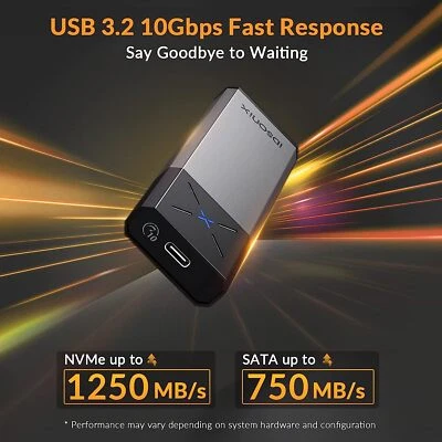 IDSONIX 5/10Gbps M.2 NGFF NVMe SATA USB C 3.2 GEN 2 Adapter Externes SSD Gehäuse Case