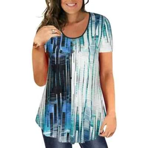 Chama Plus Size Short Sleeve Shirt for Women Pleated Flowy Tunic 4X - Picture 1 of 1