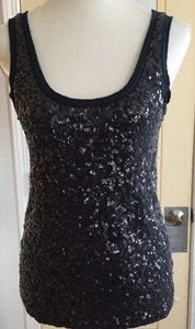 JCREW Navy Blue Sequin Embellished V-Neck Sleeveless Casual Tank Top Sz XS - Picture 1 of 9