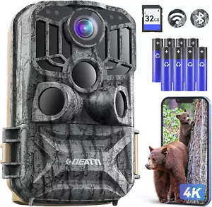 Wildkamera Mit Handyübertragung APP, 4K 48MP HD WLAN Bluetooth Wildkamera Mit Be - Bild 1 von 9