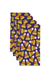 Halloween Candy Corn Purple 18" x 18" Napkins 1 Dozen - Picture 1 of 1