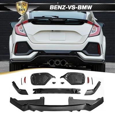For 17-21 Honda Civic Hatchback 5Dr Type R Rear Bumper Garnish Conversion Kit PP — 第 1/4 张图片