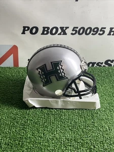 Mini casco Hawaii Warriors Riddell vintage argento 3 5/8 NCAA nuovo senza scatola - Foto 1 di 5