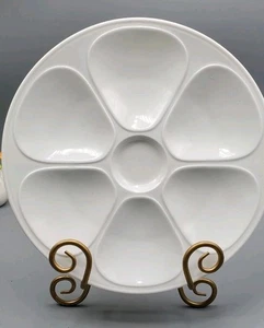 Stunning Pure White Ceramic Porcelain 6 Well Raised Rim Oyster Plate - Picture 1 of 10
