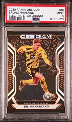 2020-21 Panini Obsidian Erling Haaland Electric Etch Orange /50 #86 PSA 9 SP - Image 1 of 2