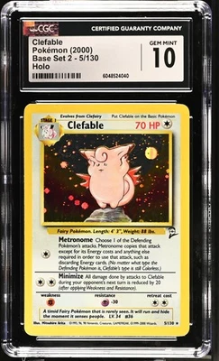 Clefable Holo Base Set 2 5/130 NM CGC GEM MINT 10. - Image 1 of 2