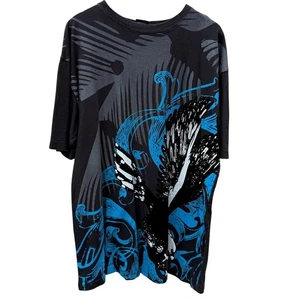 Vintage Y2K Vecta Glory Eagle Nieten schwarz und blau T-Shirt Gr. XXXL - Bild 1 von 5