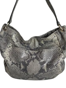 Michael Kors Snakeskin Pattern Shoulder Bag With Gold Accents - Picture 1 of 12