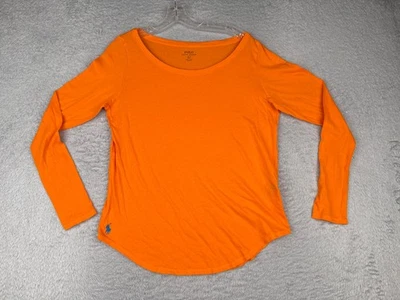 Polo Ralph Lauren Shirt Women Large Orange Round Neck Long Sleeve 100% Cotton - Image 1 of 4