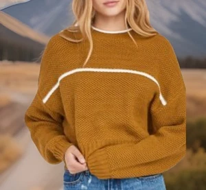 $92 RVCA Sweater Womens M JAMMER  Cropped Pique Stitch Cottagecore College LNWOT - Picture 1 of 18